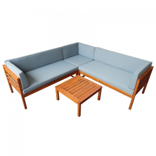 Набор садовой мебели из акации, 2 предмета, угловой диван и стол, TP6010.0.2