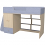 Кровать чердак Р445 Капризун 11 со шкафом лен голубой