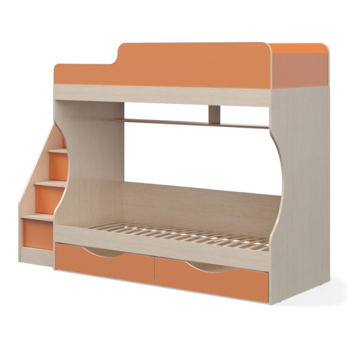 Кровать двухъярусная с ящиками Р443 Капризун 6 оранжевый