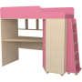 Кровать чердак с рабочей зоной Р440 Капризун 5 розовый