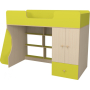 Кровать чердак Капризун 10 Р446 со шкафом лайм