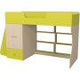 Кровать чердак Р445 Капризун 11 со шкафом лайм