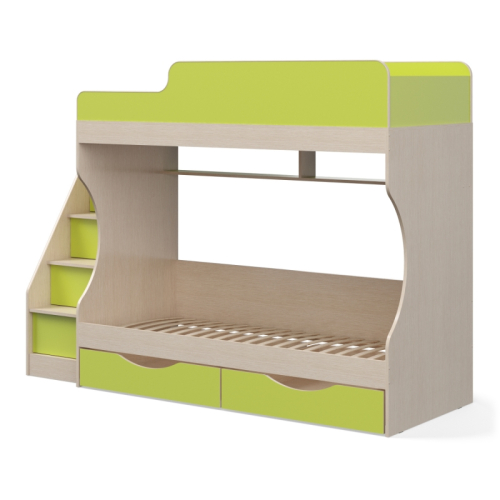 Кровать двухъярусная с ящиками Р443 Капризун 6 лайм