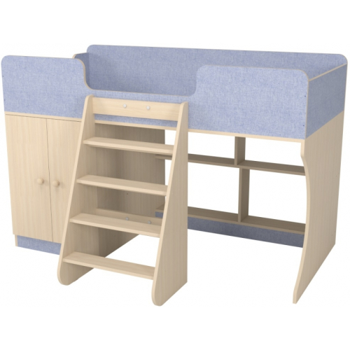 Кровать чердак Р441 Капризун 9 лен голубой со шкафом