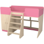Кровать чердак Р441 Капризун 9 розовый со шкафом