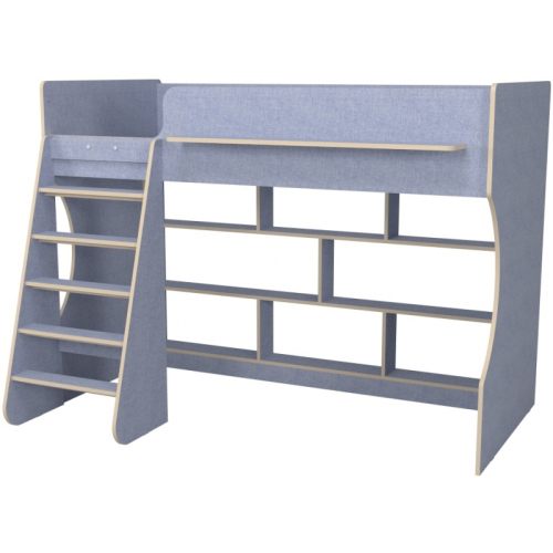 Кровать чердак Р432 Капризун 1 лен голубой с полками