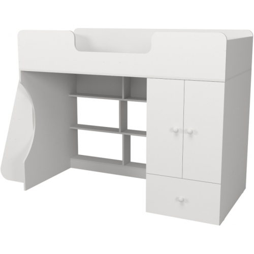 Кровать чердак Капризун 10 Р446 со шкафом белый