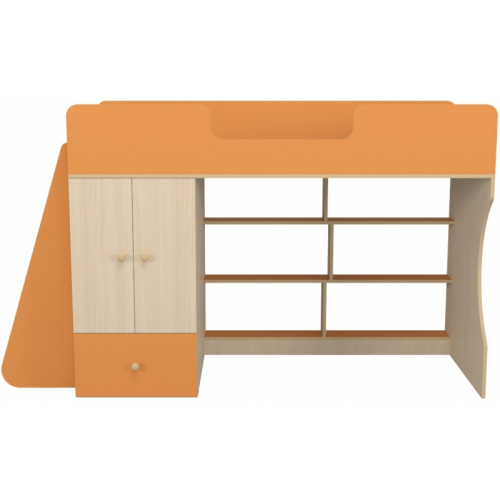 Кровать чердак Р445 Капризун 11 со шкафом оранжевый