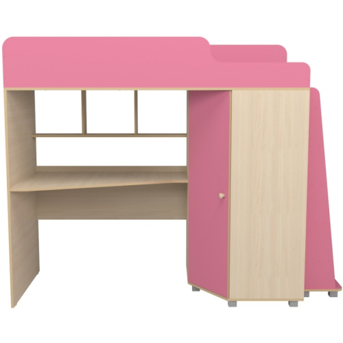 Кровать чердак с рабочей зоной Р440 Капризун 5 розовый