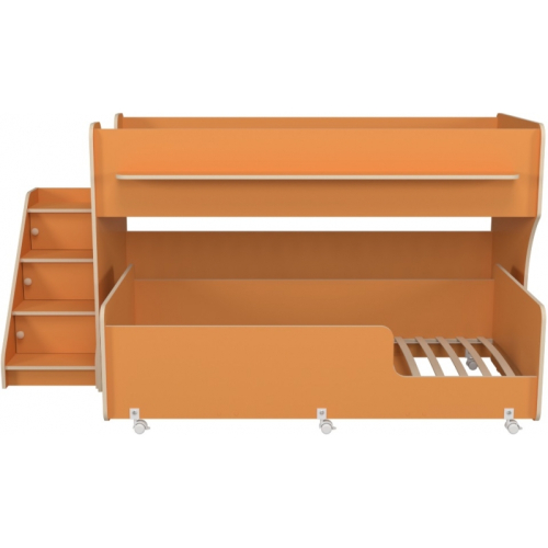 Двухъярусная кровать Р444-2 Капризун 12 с лестницей с ящиками оранжевый