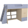 Кровать чердак Капризун 10 Р446 со шкафом лен голубой