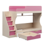 Кровать двухъярусная с ящиками Р443 Капризун 6 розовый