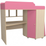Кровать чердак с рабочей зоной Р440 Капризун 5 розовый