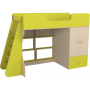 Кровать чердак Капризун 10 Р446 со шкафом лайм