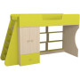 Кровать чердак Р445 Капризун 11 со шкафом лайм