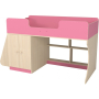 Кровать чердак Р441 Капризун 9 розовый со шкафом