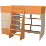 Кровать чердак Р445 Капризун 11 со шкафом оранжевый