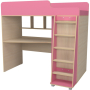 Кровать чердак с рабочей зоной Р440 Капризун 5 розовый