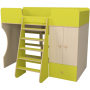 Кровать чердак Капризун 10 Р446 со шкафом лайм