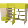 Кровать чердак Р445 Капризун 11 со шкафом лайм