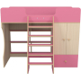 Кровать чердак Капризун 10 Р446 со шкафом розовый