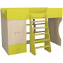 Кровать чердак Р445 Капризун 11 со шкафом лайм