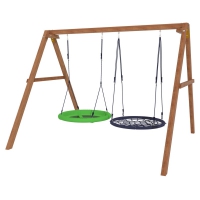 Деревянные качели Красная Звезда с качелями гнездо 100 см и качелями гнездо Свиби