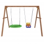 Деревянные качели Красная Звезда с качелями со спинкой и качелями гнездо Свиби