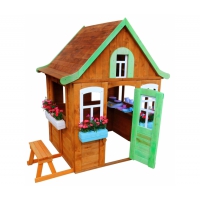 Детский домик Цветочный c кухней и цветочницами